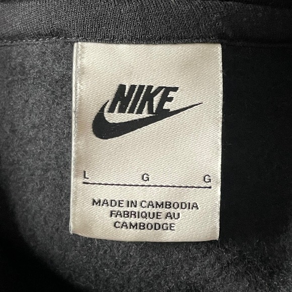 Nike Black Hoodie Sweatshirt Large Swoosh Long Sleeve Logo Oversized - Picture 4 of 5